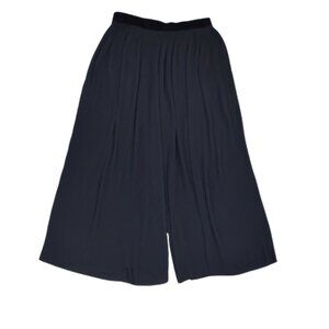 Zara Black Wide Leg Cropped Pants Size Small High Waist Flowy Pleated